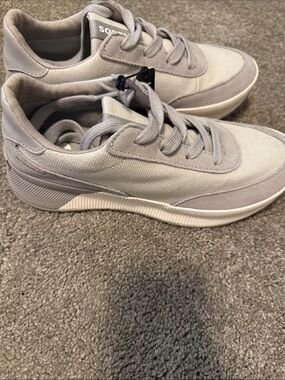 Sorel Women's Light Gray Suede & Canvas Sneakers